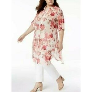 Calvin Klein Womens Plus Sz 1X Pink Floral Print